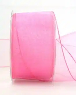 Organzaband rosa, 60 mm, mit Drahtkante - organzaband, organzaband-mit-drahtkante, organzaband-einfarbig
