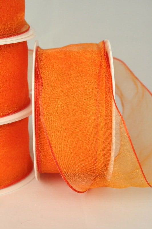 Organzaband mit Drahtkante, 40 mm, orange, 3 m Rolle - sonderangebot, organzaband-mit-drahtkante, 70-rabatt, organzaband, organzaband-einfarbig