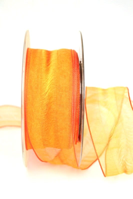 Organzaband Valencia, orange, 40 mm - sonderangebot, organzaband-gemustert, 50-rabatt