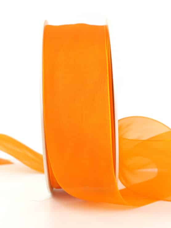 Organzaband, leuchtend orange, 40 mm breit - organzaband-einfarbig, 30-rabatt, sonderangebot, organzaband, webkante