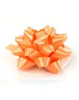 Polyband-Rosette, orange, 60 mm groß, 25 Stück - polyband, fertigschleifen