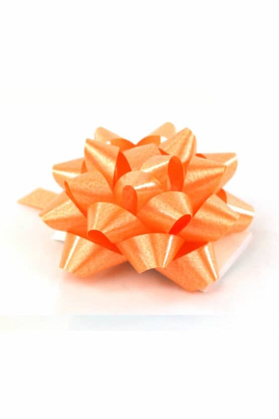 Polyband-Rosette, orange, 60 mm groß, 25 Stück - fertigschleifen, polyband