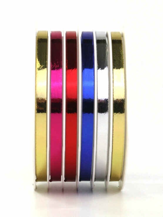 Kräuselband metallic 5 Farben, gold, silber, blau, rot, pink, 5 mm breit, 30 m Rolle - geschenkband, polyband