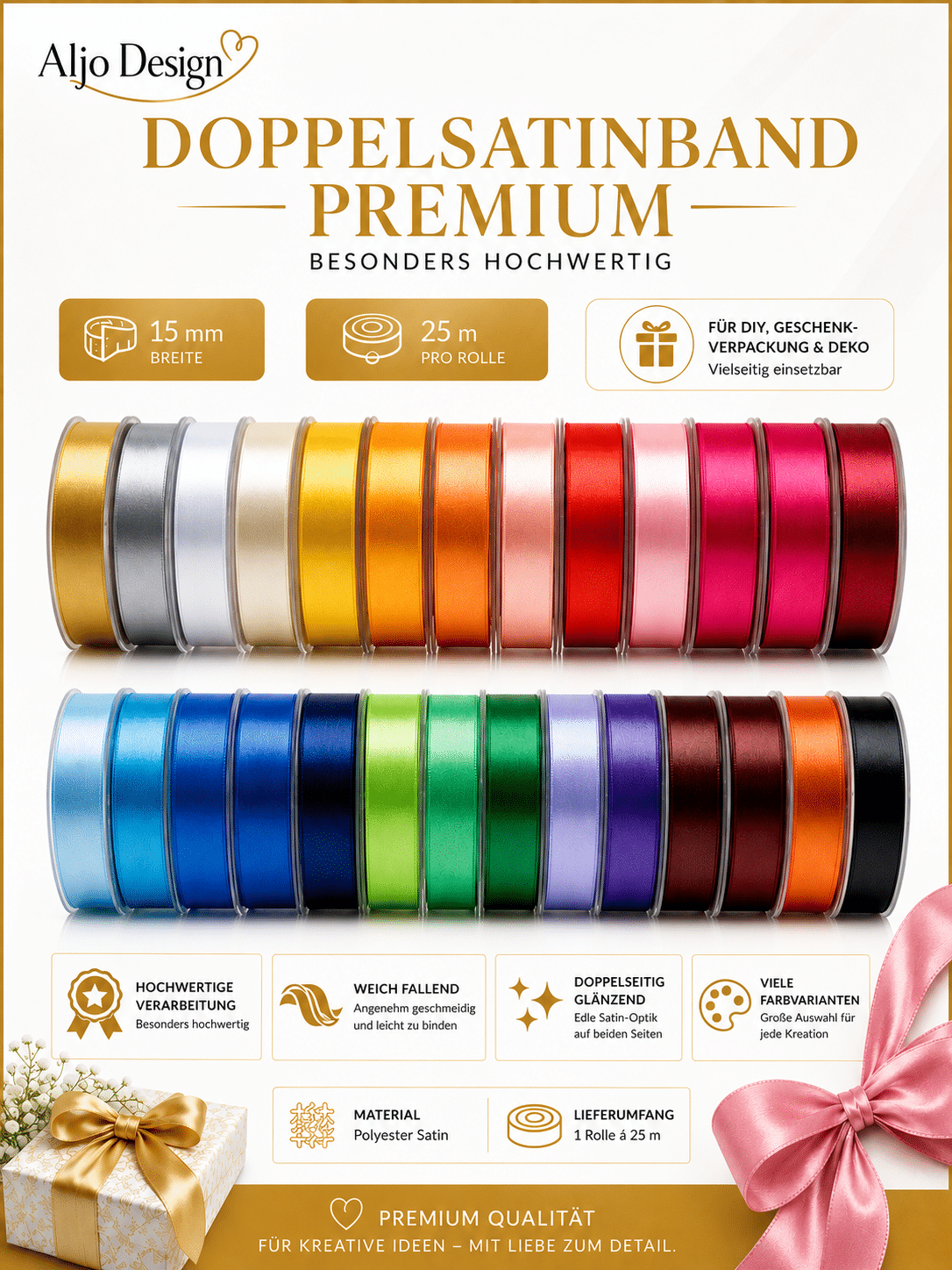 Premiumsatin 15mm viele Farben Premiumsatin 15mm viele Farben