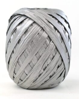 Raffia aus Papier silber matt, Naturlook, 7 mm breit