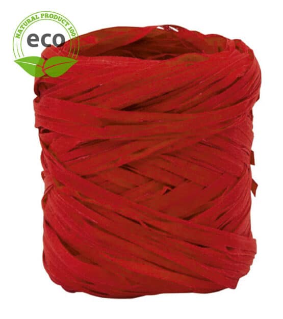 Natur-Raffia, rot, 10 mm breit, ECO - raffia, geschenkband, biologisch-abbaubar, bastband, kompostierbare-geschenkbaender, polyband, eco-baender