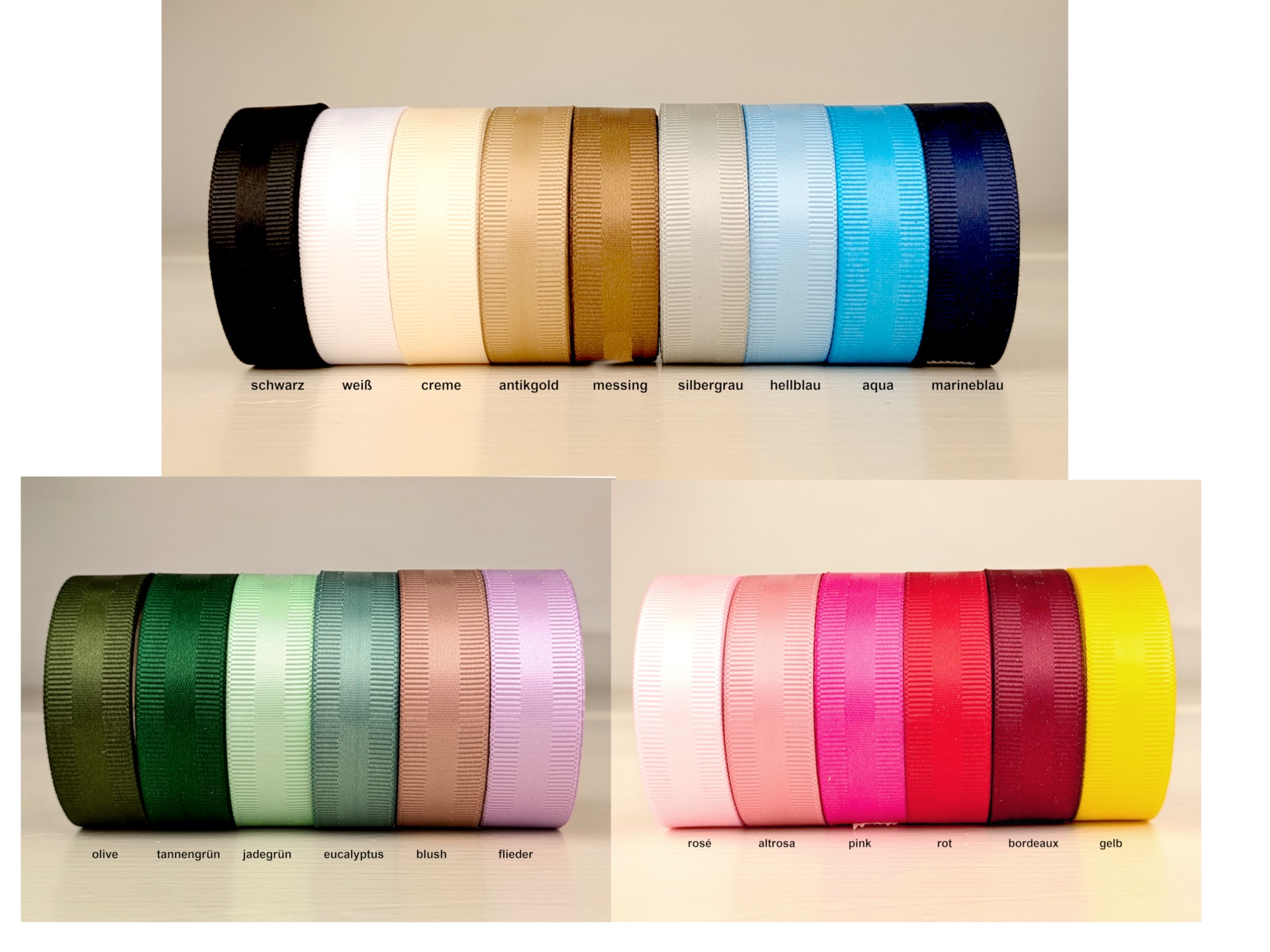 Ripsband mit Satinstreifen, mit Logo bedruckt, Siebdruck, 50 m Rolle Ripsband mit Satinstreifen, mit Logo bedruckt, Siebdruck, 50 m Rolle - personalisierte-baender, ripsband, easy-siebdruck