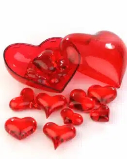 Streuherzen Acryl rot, Größen sortiert, 16 St. - valentinstag, geschenkband-fuer-anlaesse, hochzeitsdeko, muttertag