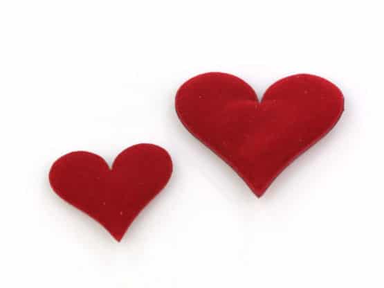 Streuherzen rot, samtig, 45 mm, 20 St. Beutel - valentinstag, accessoires, geschenkband-fuer-anlaesse, hochzeitsdeko, muttertag, geschenkverpackung