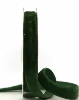 Samtband dunkelgrün, 15 mm - geschenkband, dekoband, samtband