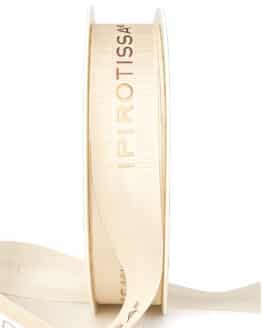 Ripsband mit Satinstreifen, mit Logo bedruckt, Siebdruck, 50 m Rolle