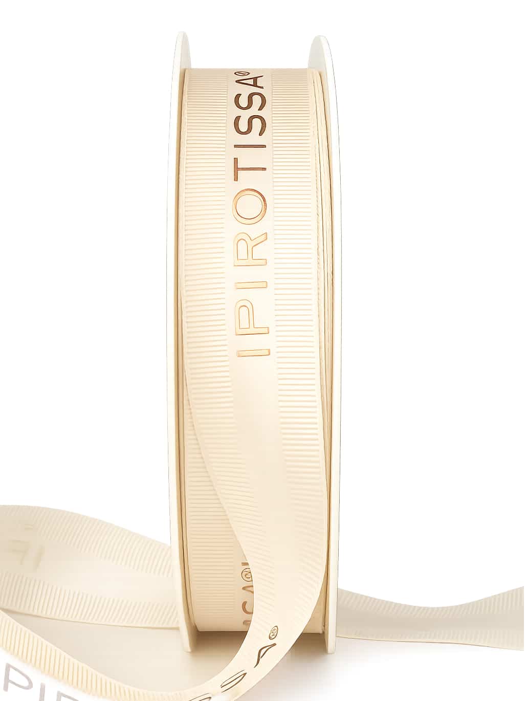 Satin-Rips-creme-personalisierter Druck-freigestellt Ripsband mit Satinstreifen, mit Logo bedruckt, Siebdruck, 50 m Rolle