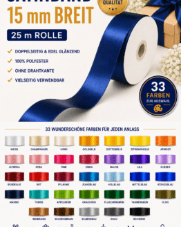 Satinband 10 mm – 25 m Rolle in 33 Farben kaufen