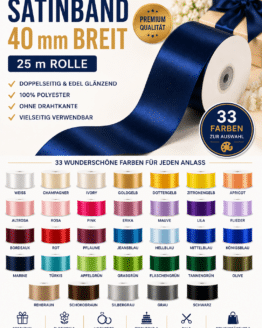 Satinband 40 mm – 25 m Rolle in vielen Farben