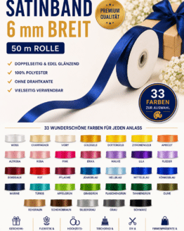 Doppelsatinband 6 mm – 50 m Rolle in vielen Farben