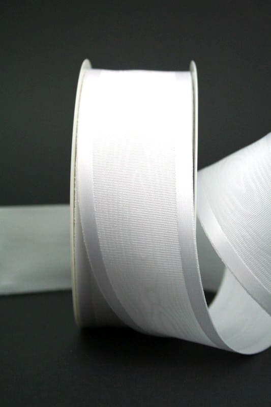 Moiré-Schleifenband weiß, 40 mm breit - hochzeit, geschenkband-fuer-anlaesse, anlasse