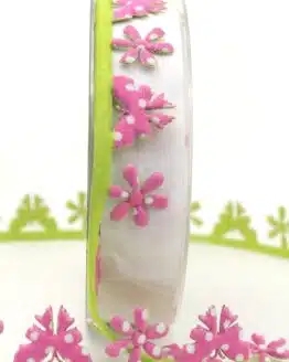 Girlande m. Schmetterlingen u. Blüten, pink gepunktet - dekogirlande