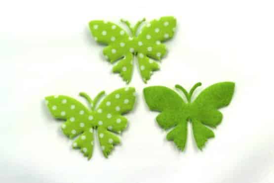 Schmetterling mit Punkten, grün, 52 mm, 20 Stück - accessoires