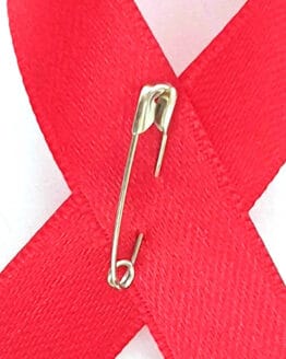 Awareness Ribbon (Revers Schleife) rot - Aids-Schleife, 10 Stück - nationalband, revers-schleifen