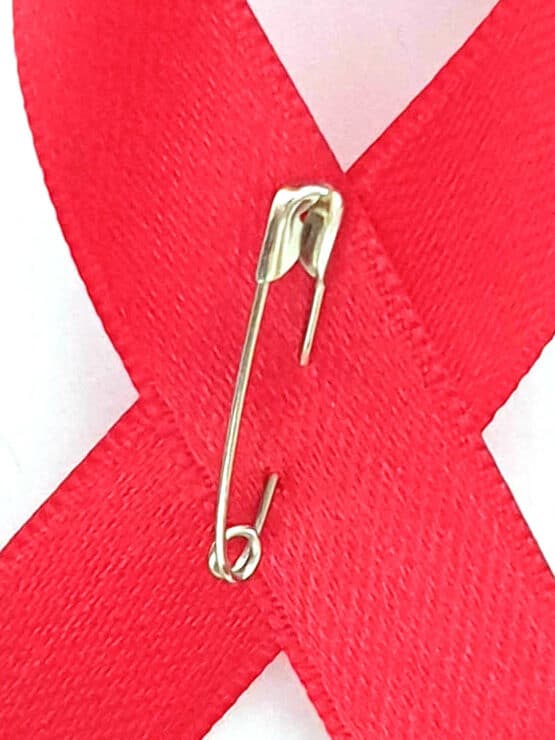 Awareness Ribbon (Revers Schleife) rot - Aids-Schleife, 10 Stück - revers-schleifen, nationalband