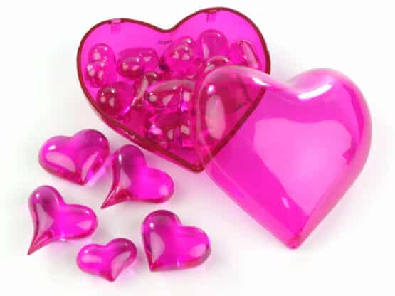 Streuherzen Acryl pink, Größen sortiert, 16 St. - valentinstag, geschenkband-fuer-anlaesse, hochzeitsdeko, muttertag