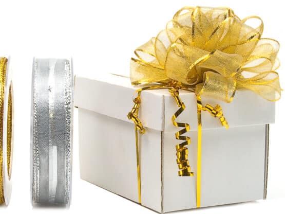 Ziehschleifenband Susifix, gold, 25 mm - geschenkband-weihnachten-dauersortiment, weihnachtsband, geschenkband-weihnachten, ziehschleifen, geschenkband-weihnachten-einfarbig