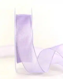 Transparentes Geschenkband, flieder, 25 mm breit - organzaband-einfarbig, organzaband-mit-drahtkante