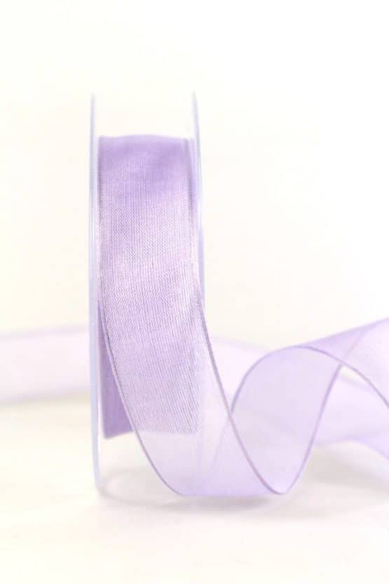 Transparentes Geschenkband, flieder, 25 mm breit - organzaband-mit-drahtkante, organzaband-einfarbig