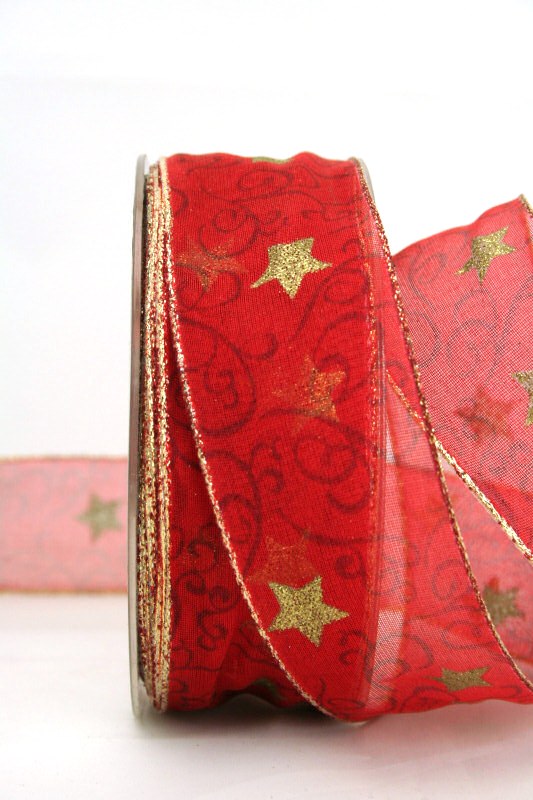 Weihnachtsband Rot Grün 40mm X 22m - Kariertes Geschenkband Mit Goldkante Für Weihnachtsdeko