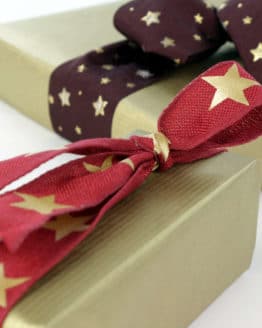 Dekoband Weihnachten, bordeaux-gold, 25 mm, mit Draht - weihnachtsbaender, geschenkband-weihnachten-gemustert, geschenkband-weihnachten