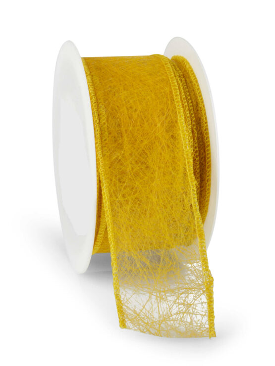 Wetterfestes Vliesband mit Drahtkante, goldgelb, 60 mm breit - andere-baender, outdoor-bander, vliesband