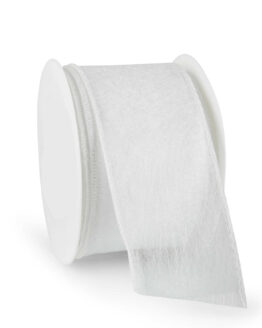 Wetterfestes Vliesband mit Drahtkante, weiß, 60 mm breit - andere-baender, outdoor-bander, vliesband