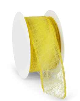 Wetterfestes Vliesband mit Drahtkante, gelb, 60 mm breit - vliesband, outdoor-bander, andere-baender