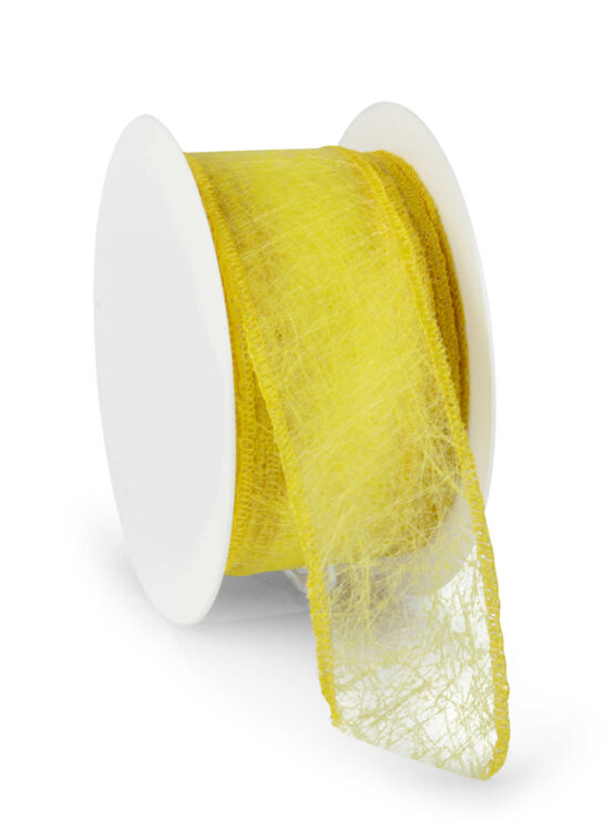 Wetterfestes Vliesband mit Drahtkante, gelb, 60 mm breit - outdoor-bander, vliesband, andere-baender