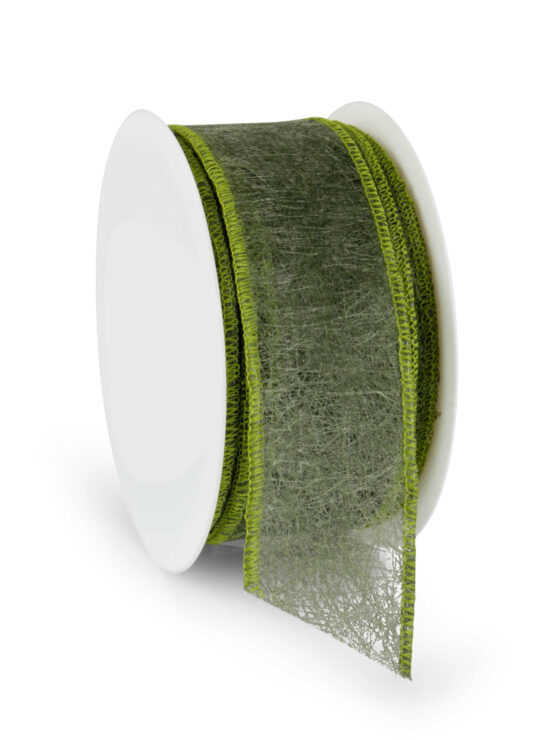 Wetterfestes Vliesband mit Drahtkante, moosgrün, 60 mm breit - outdoor-bander, vliesband, andere-baender