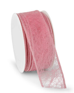 Wetterfestes Vliesband mit Drahtkante, rosa, 60 mm breit - vliesband, outdoor-bander, andere-baender