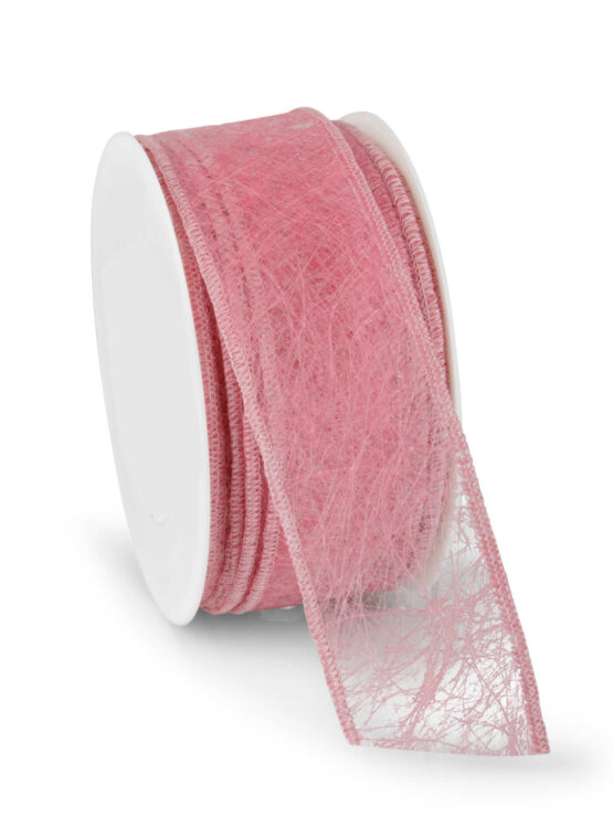 Wetterfestes Vliesband mit Drahtkante, rosa, 60 mm breit - outdoor-bander, vliesband, andere-baender