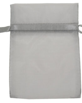 Organza-Säckchen 120x100 mm, grau, 12 Stück - geschenkverpackung, organza-saeckchen, geschenk-saeckchen