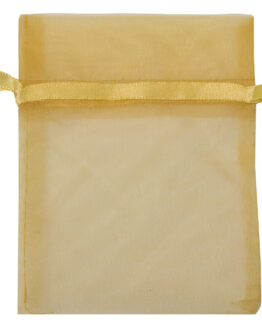 Organza-Säckchen 120x100 mm, gold, 12 Stück - geschenkverpackung, organza-saeckchen, geschenk-saeckchen