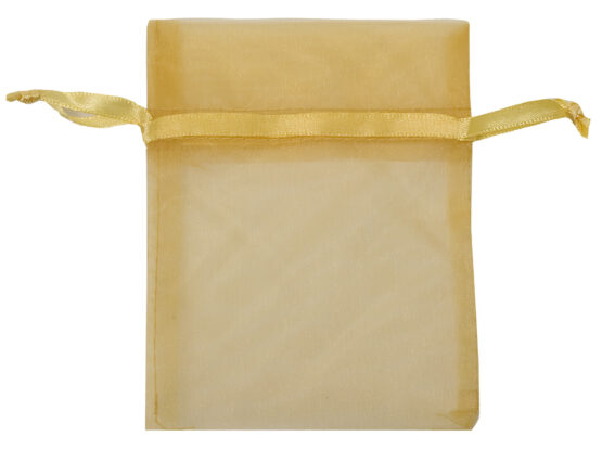 Organza-Säckchen 120x100 mm, gold, 12 Stück - organza-saeckchen, geschenk-saeckchen, geschenkverpackung