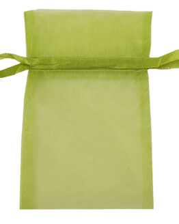 Organza-Säckchen 120x100 mm, apfelgrün, 12 Stück - organza-saeckchen, geschenk-saeckchen, geschenkverpackung