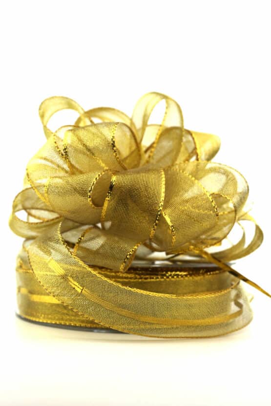 Ziehschleifenband Susifix, gold, 25 mm - ziehschleifen, geschenkband-weihnachten-einfarbig, geschenkband-weihnachten-dauersortiment, weihnachtsband, geschenkband-weihnachten