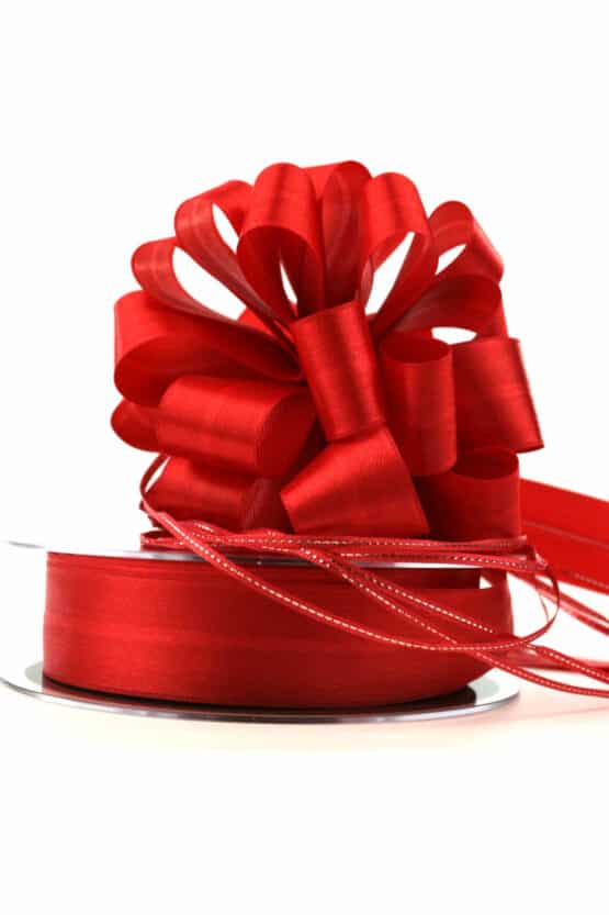 Ziehschleifenband Susifix, rot, 25 mm - geschenkband-einfarbig, geschenkband-weihnachten-einfarbig, geschenkband-weihnachten-dauersortiment, dauersortiment, geschenkband-weihnachten, hochzeit, ziehschleifen, geschenkband, geschenkband-fuer-anlaesse