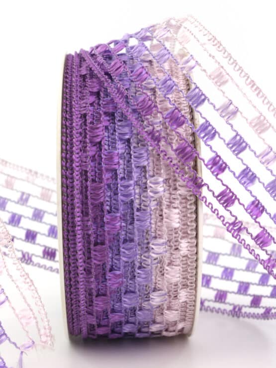Gitterband mehrfarbig flieder-lila, 40 mm breit - gitterband, 30-rabatt, sonderangebot, dekoband-mit-drahtkante
