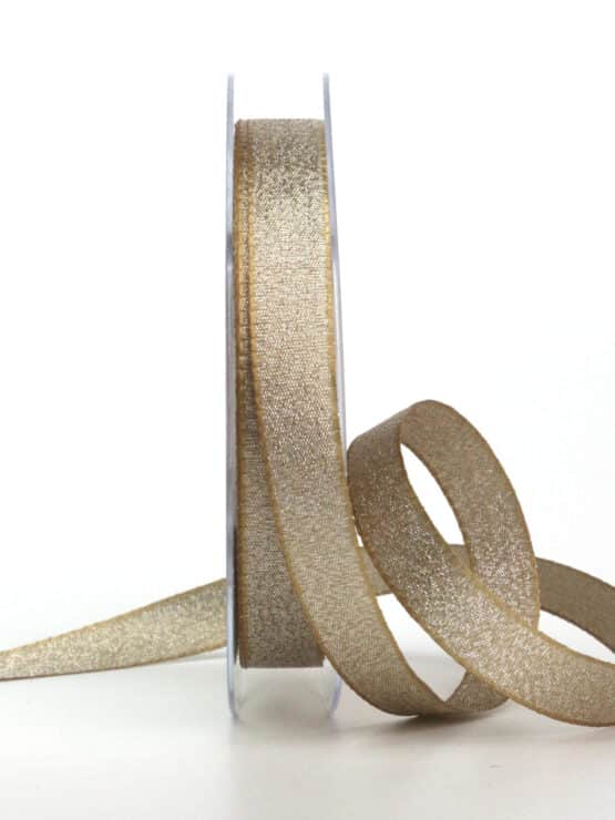 Metallic-Glitzer Taftband, altgold, 15 mm breit, 25 m Rolle - geschenkband-weihnachten, weihnachtsbaender, geschenkband-weihnachten-einfarbig